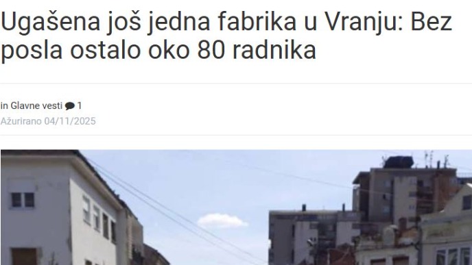 Još jedno zatvaranje u Vranju